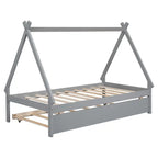 Twin size Tent Floor Bed with Trundle