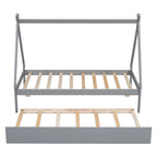 Twin size Tent Floor Bed with Trundle