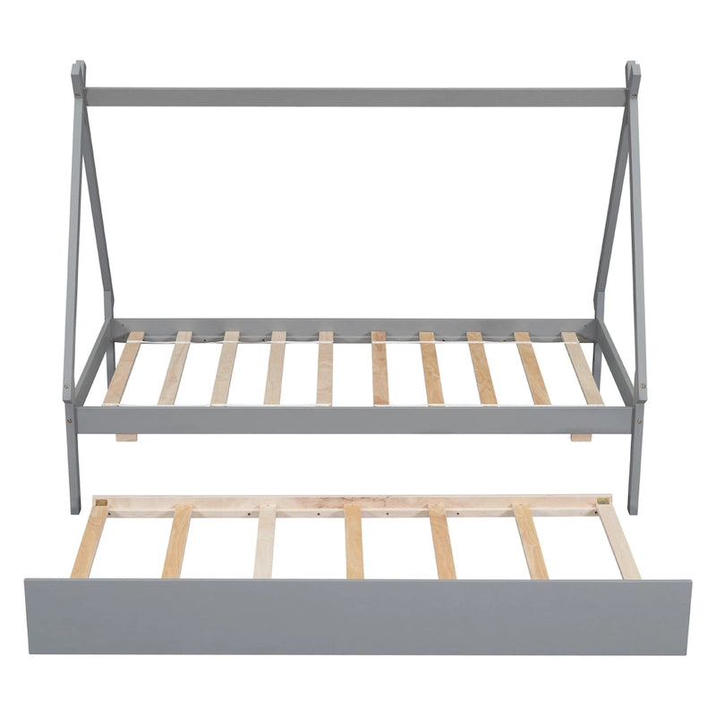 Twin size Tent Floor Bed with Trundle