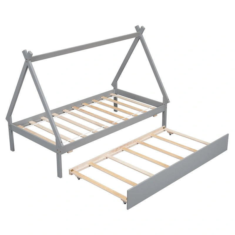 Twin size Tent Floor Bed with Trundle