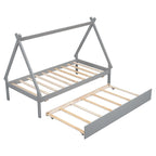 Twin size Tent Floor Bed with Trundle