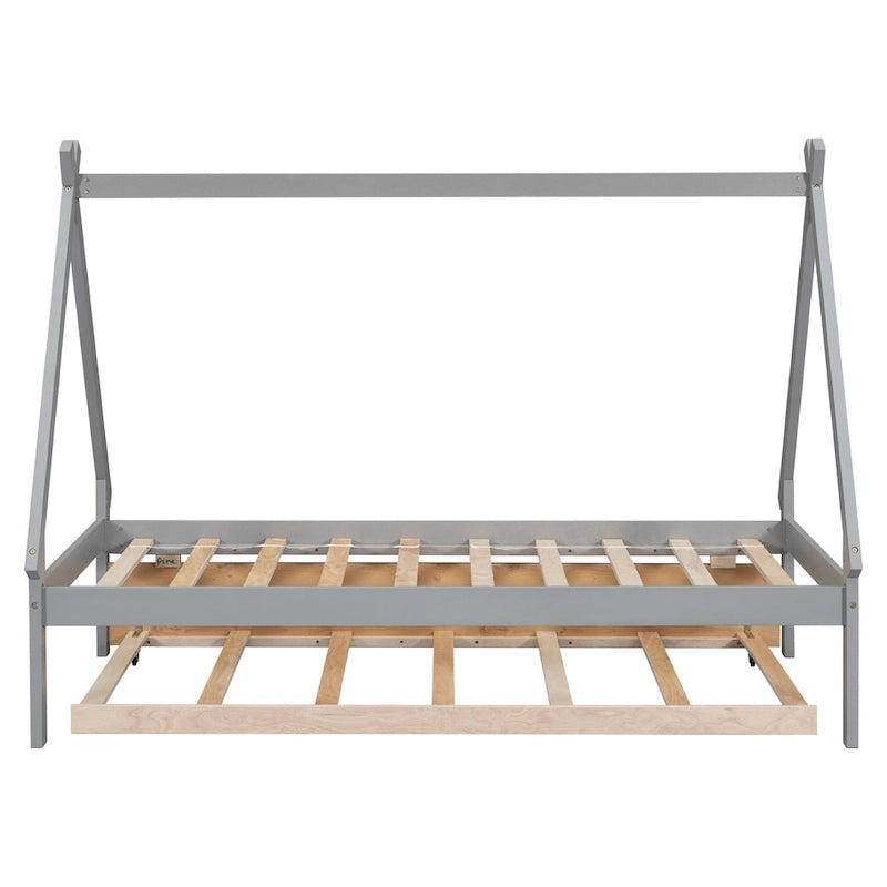 Twin size Tent Floor Bed with Trundle