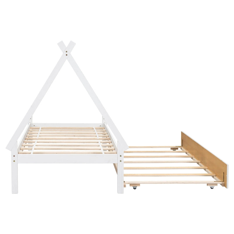 Twin size Tent Floor Bed with Trundle