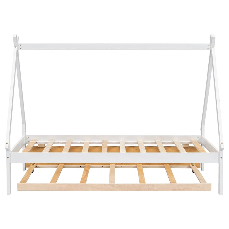 Twin size Tent Floor Bed with Trundle