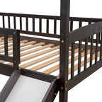 Loft Bed with Slide and Fence, House Bed with Slide