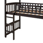 Loft Bed with Slide and Fence, House Bed with Slide
