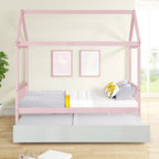Twin Pine House Bed with Functional Trundle for Guests