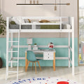 Solid Wood Twin Size Loft Bed with Ladder, Kids Bed