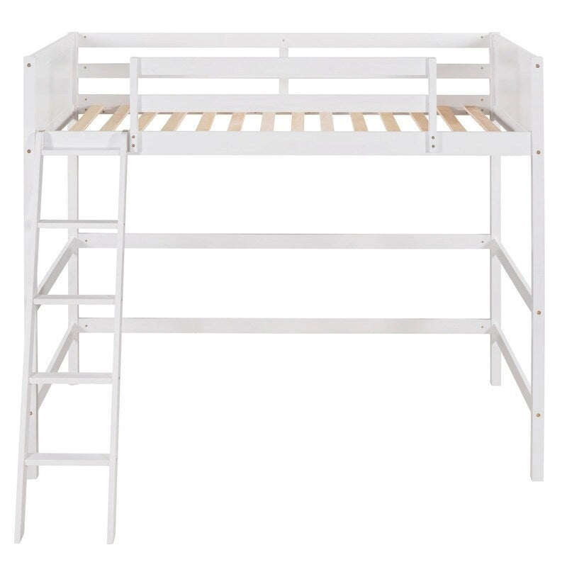 Solid Wood Twin Size Loft Bed with Ladder, Kids Bed