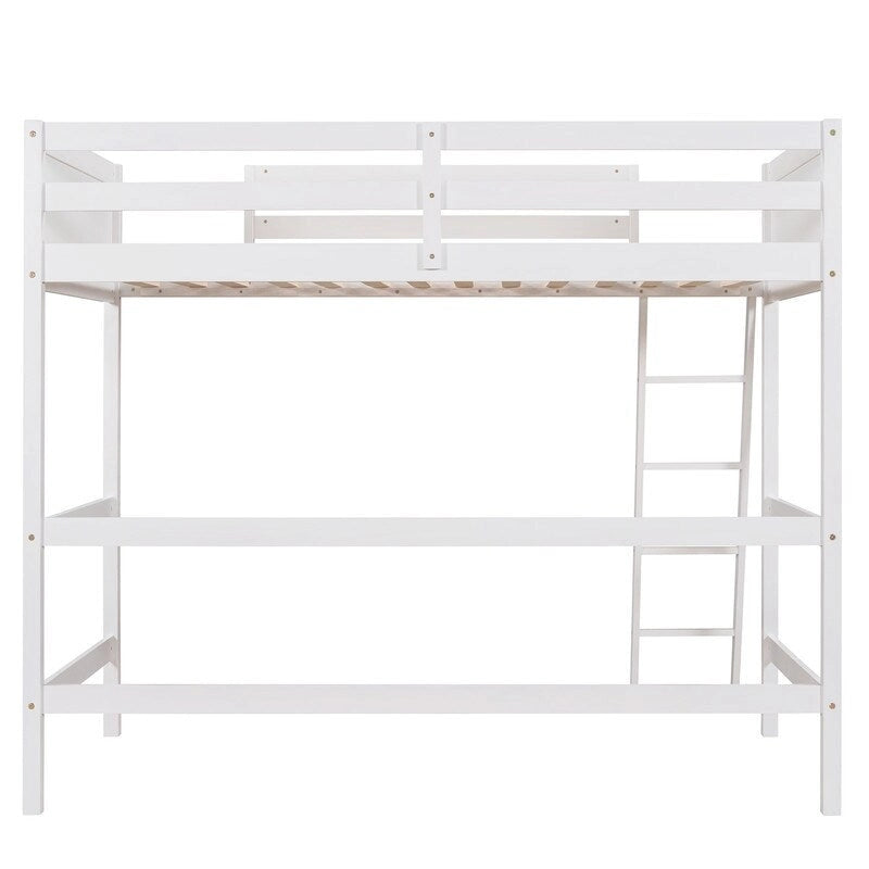 Solid Wood Twin Size Loft Bed with Ladder, Kids Bed