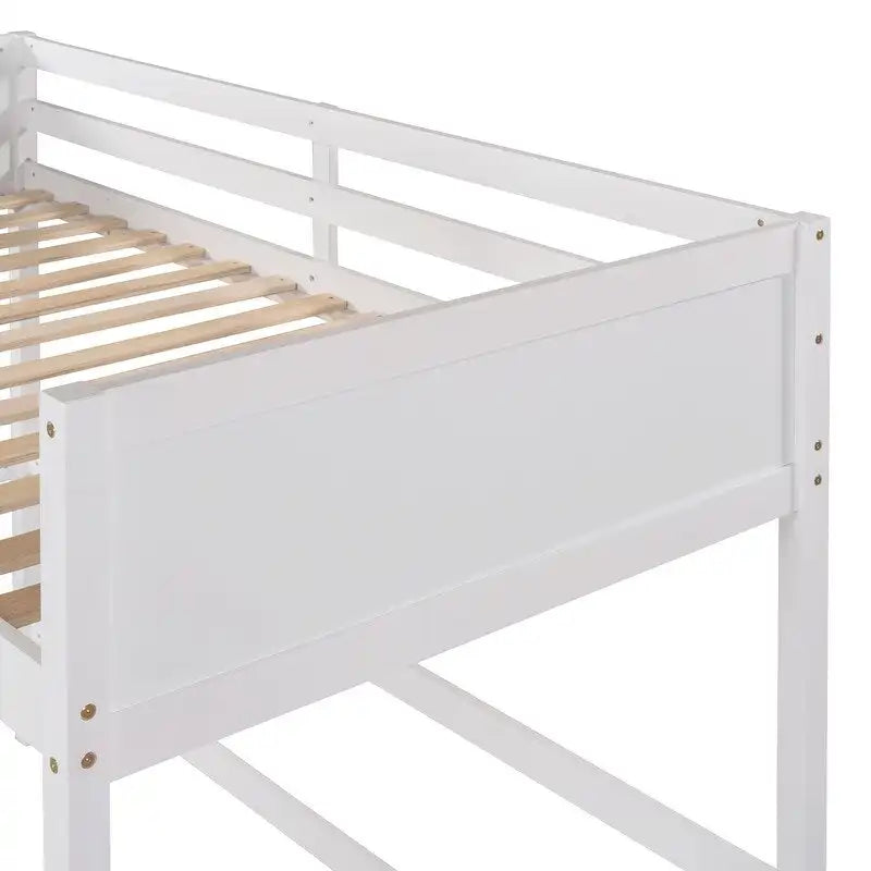 Solid Wood Twin Size Loft Bed with Ladder, Kids Bed