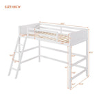 Solid Wood Twin Size Loft Bed with Ladder, Kids Bed
