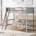 Solid Wood Twin Size Loft Bed with Ladder, Kids Bed