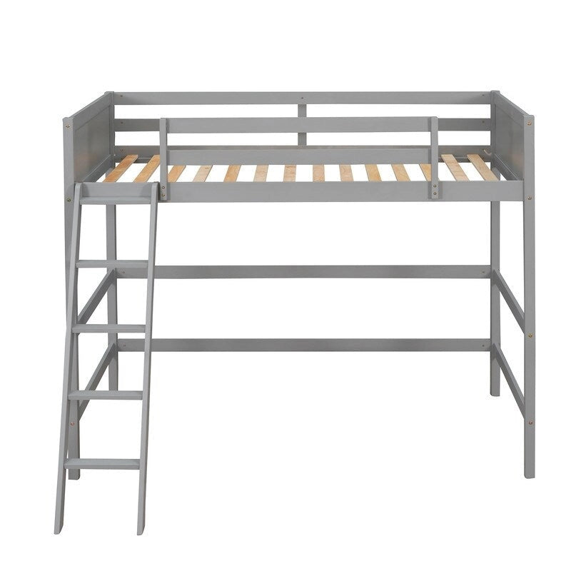 Solid Wood Twin Size Loft Bed with Ladder, Kids Bed