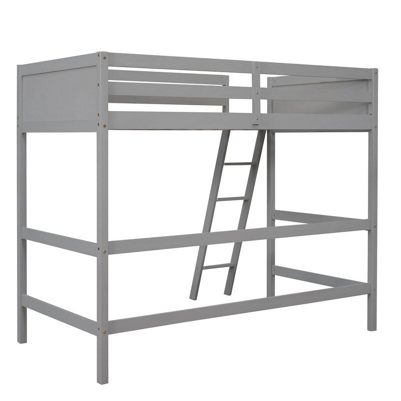 Solid Wood Twin Size Loft Bed with Ladder, Kids Bed