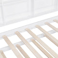 White Pinewood Kids House Platform Bed with Trundle, Shelf, and Roof